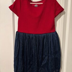 wonder nation Red Top Navy Sparkle Skirt Dress